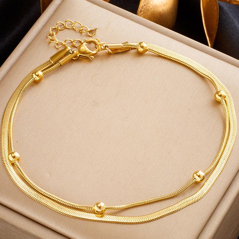 Elegant 18k Gold Titanium Steel Anklet - Fashionable Accessory for Women