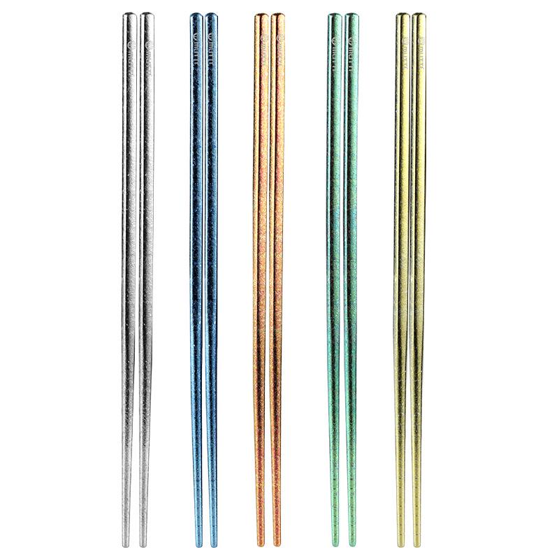 Crystalline Pure Titanium Chopsticks: Antibacterial, Mildew-Proof, Non-Slip, Heat-Resistant, Lightweight, Multicolor, Food-Grade Certified.