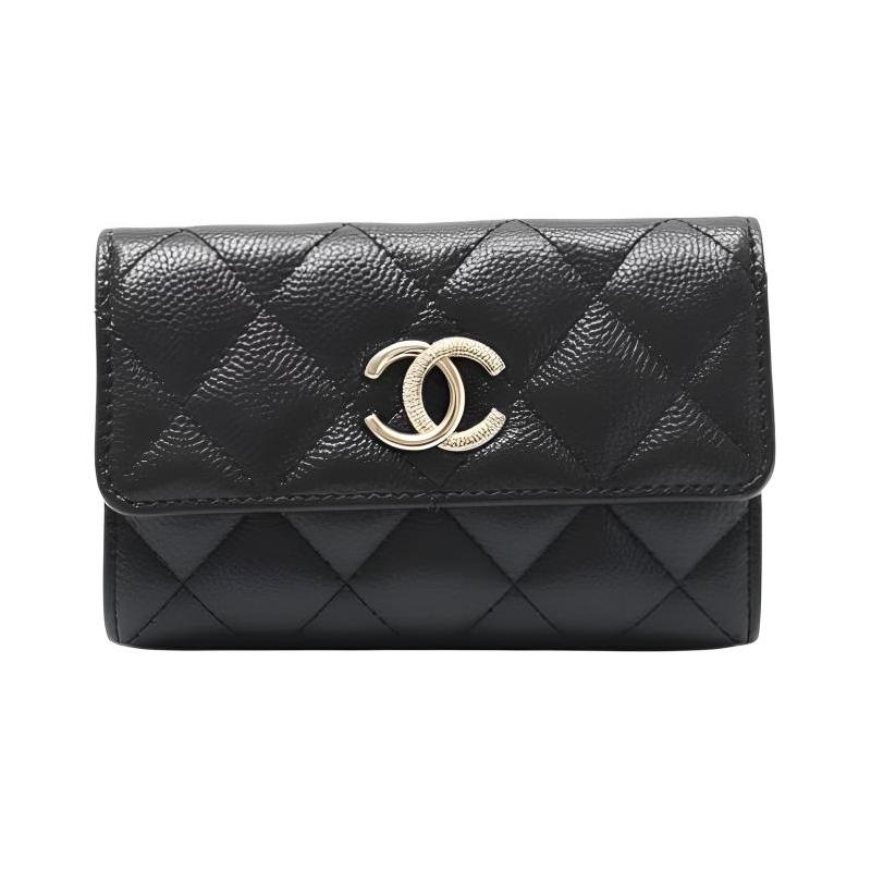 

CHANEL brand logo calfskin card holder women s black чорний