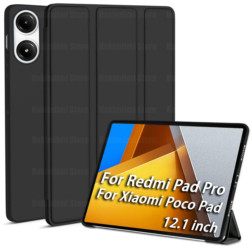 Tablet Case for Xiaomi Poco Pad (12.1 Inch) Thin Light Soft Triple Fold Auto Wake/Sleep Protective Cover for Redmi Pad Pro