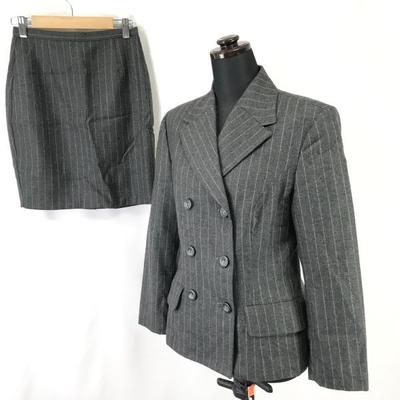 Made In Italy SISLEY BENETTON Skirt Suit Women’s L / M Gray Stripe(USED)