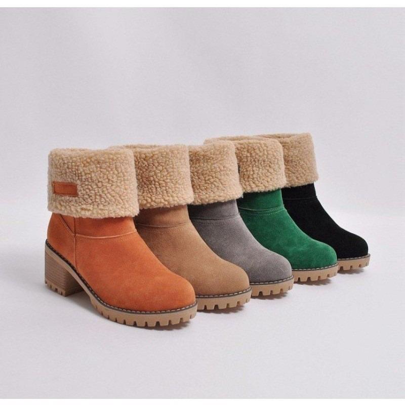 Large Size Snow Boots Women's Cotton Boots Women's Thickened Thick Heel Thick-soled Lamb Wool Cotton Boots Two Women's Boots