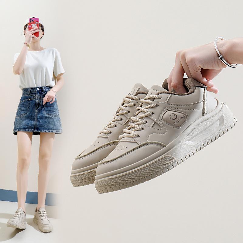 Casual Platform Sneakers for Women Lightweight Breathable PU Leather Walking Shoes Women's Slip-On Running Shoes Lace-Up Comfortable Tennis Sneakers