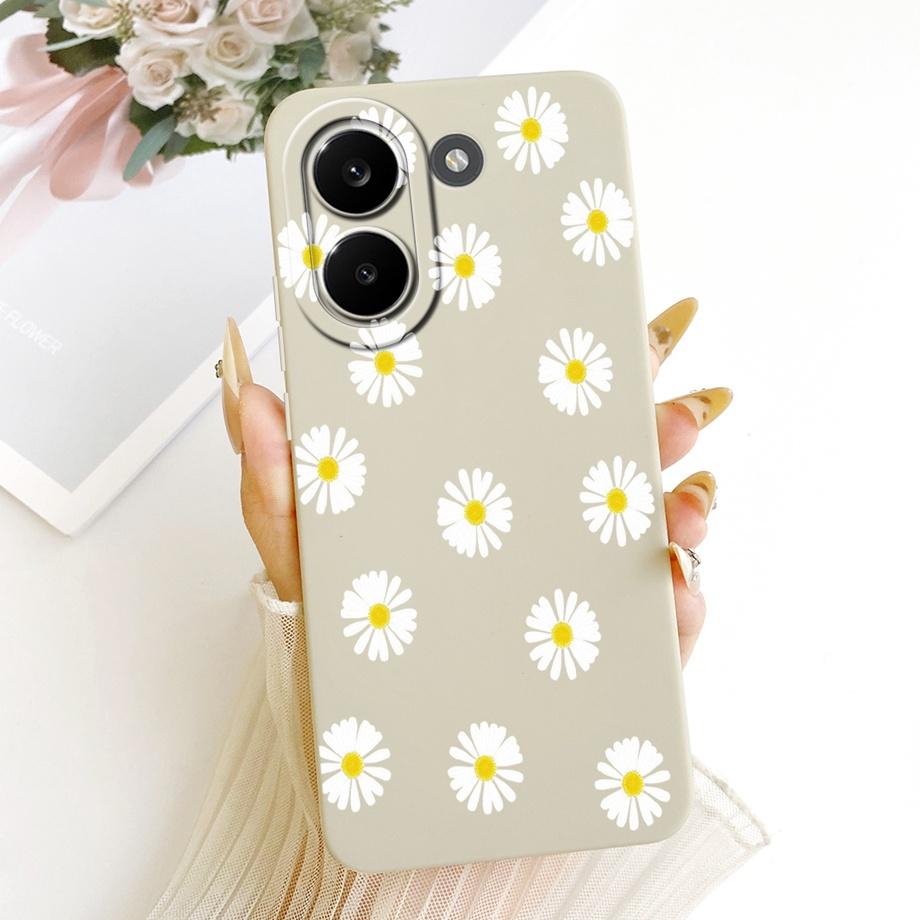 Soft Silicone Funda For Xiaomi Poco X8 Pro Max Redmi Turbo 5 Max Phone Case Vintage Starry Cherry Bow Printed Daisy Bumper