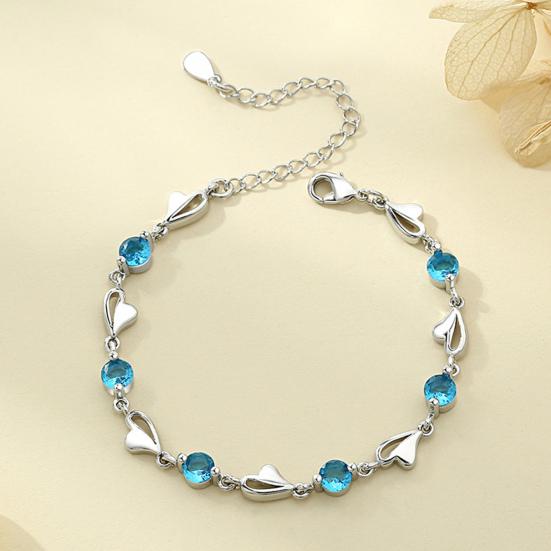 Women Fashion Bracelet Heart Rhinestone Charm Chain Bracelet Zinc Alloy Bracelet Wrist Jewelry for Valentine's Day Birthday Party
