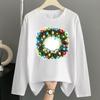 (Asian Size) Lovely Letter Merry Christmas New Year Graphic Tee Women Casual Fashion Top O-neck Clothing Print T Shirt Long Sleeve T-shirts