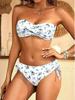 2025 Blumiger Sexy Bandeau-Bikini mit zweiteiliger Crossbody-Tasche