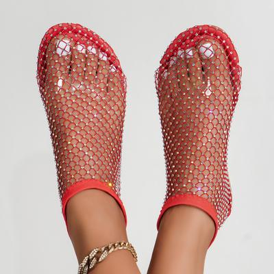 Fashion 2025 Women's New Luxury Brand Round Toe Flat Bottom Sandals Hollow Short Boots Water Diamond Sexy Flat Slippers Sandals