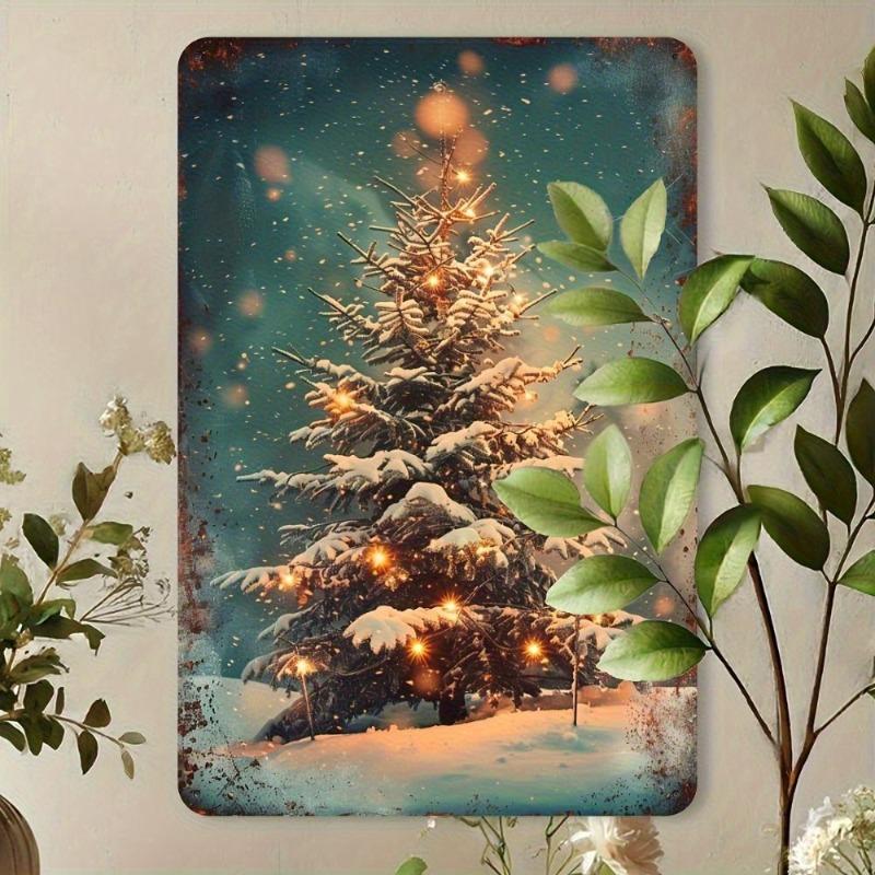 Vintage Merry Christmas Metal Sign, Retro Holiday Wall Decor 20x30cm