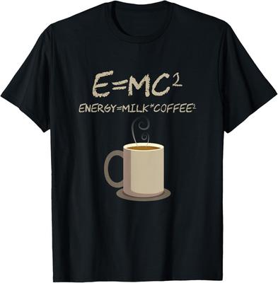 E=MC2 Αστείο Επιστημονικό Καφές Ενέργεια Καφές με Γάλα Δώρο Μπλουζάκι