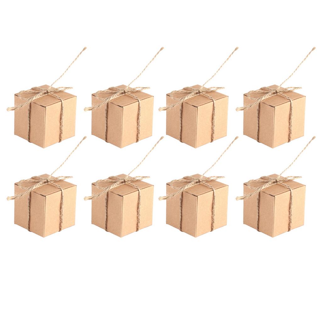 50PCS Brown Kraft Paper Square Wedding Favor Candy Chocolate Gift Party Supply Boxes