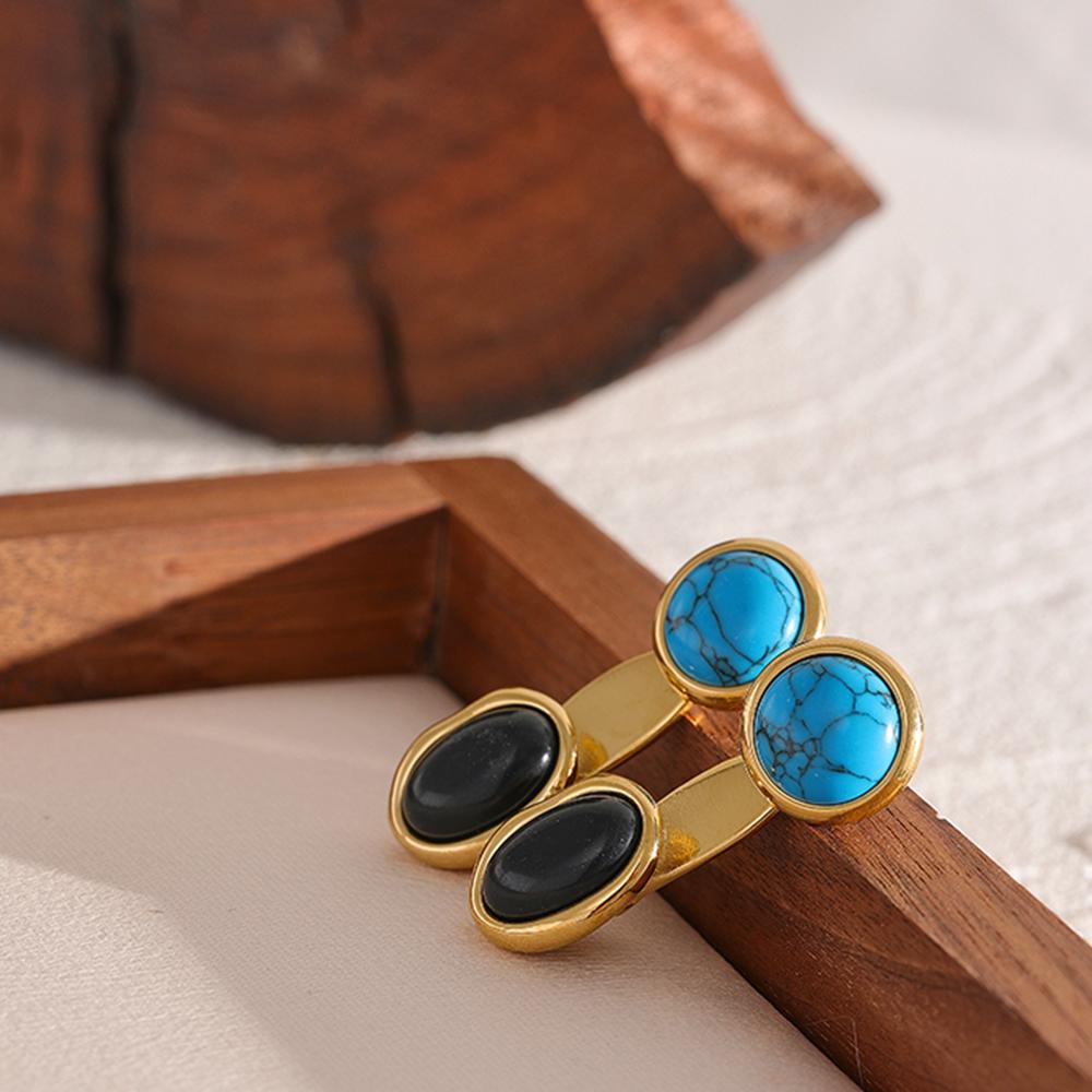 

Yhpup Vintage Turquoise Tiger Stone Stainless Steel Waterproof Earrings Unique Enthic Statement Fashion Aretes Jewelry Women
