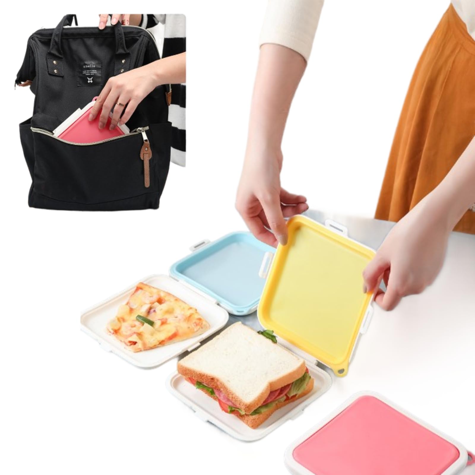 

Blue Maple Sandwich Sandwich Bento Silicone Sandwich Maker of 3 Case, Box, Bag, (Set Colors)