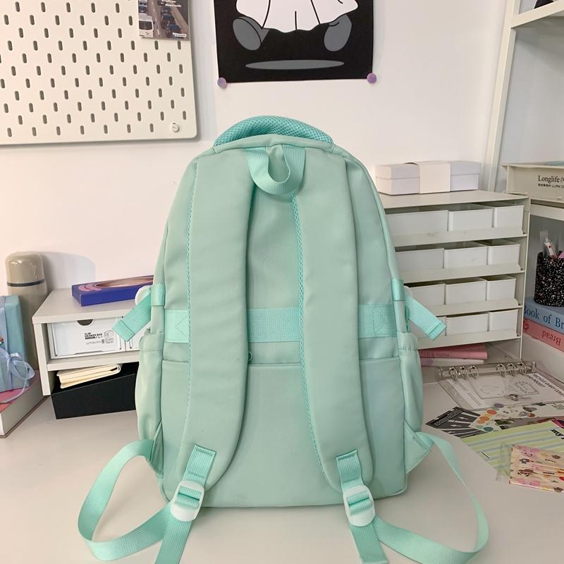 Solid Color Middle School Student Schoolbag Girls Cute Large Capacity Backpack Women Travel Backpack