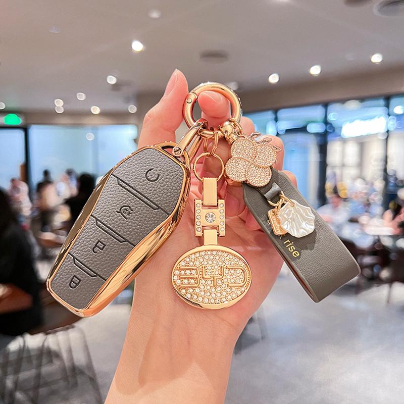 Compatible with BYD Yuan UP, Yuan PLUS, Yuan PRO: Men's and Women's Key Bag Set with Shell Buckle.