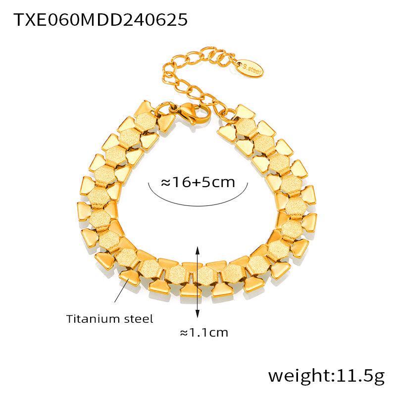 

18k Gold Plated Geometric Patchwork Bracelet Necklace Set - Chunky, Exaggerated Design in European & American Style, Fade-Resistant Titanium Steel.