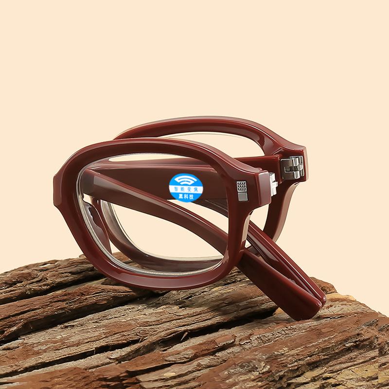 Unisex Folding Round Frame Reading Glasses Luxury Portable Diopter Prescription Eyewear Ultra Light Presbyopia Glasses To +4.0