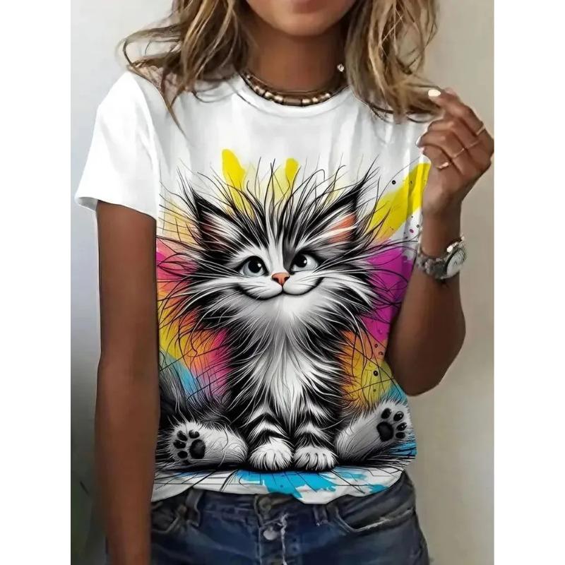 3D Printing Cute Animal Pattern Fashion Women's T-shirt Summer Breathable Versatile Trend