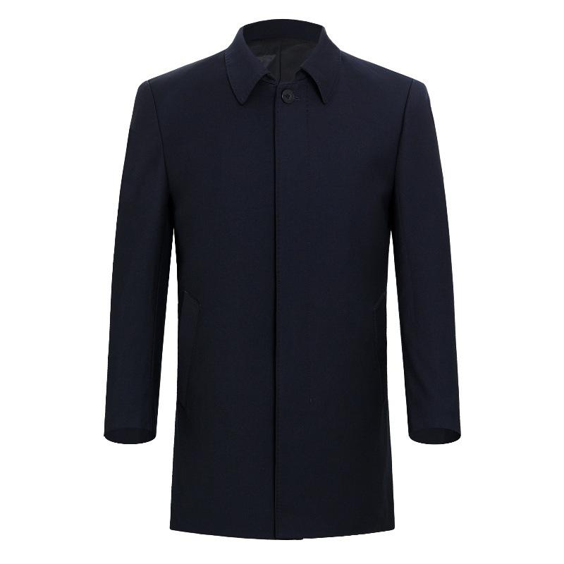 High-end Windbreaker Men's Mid-length Spring and Autumn Middle-aged and Elderly Dad Lapel Casual Coat Business Men's Wool Coat