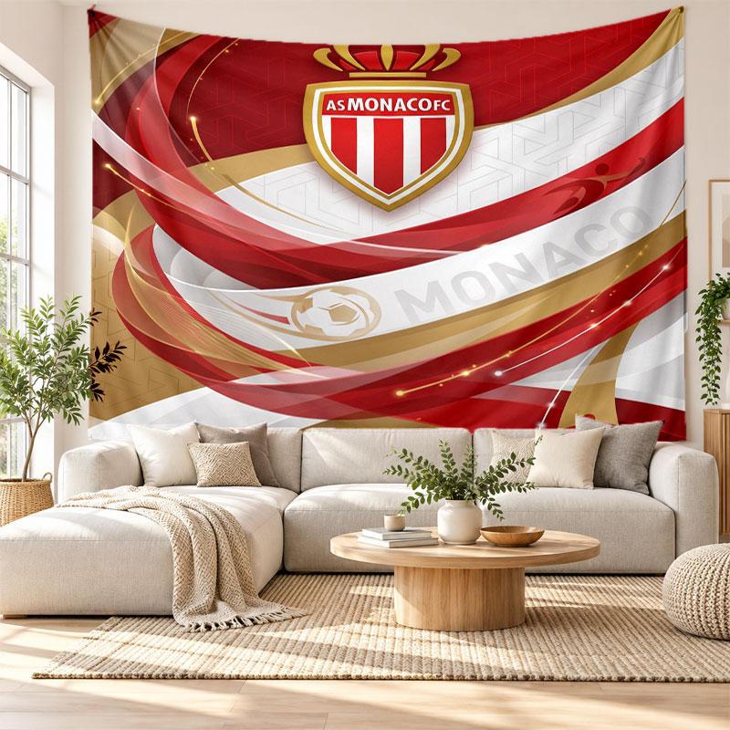 Monaco FC Wall Tapestry, Soft Fabric Wall Hanging, Decorative Backdrop For Bedroom Home Wall Art