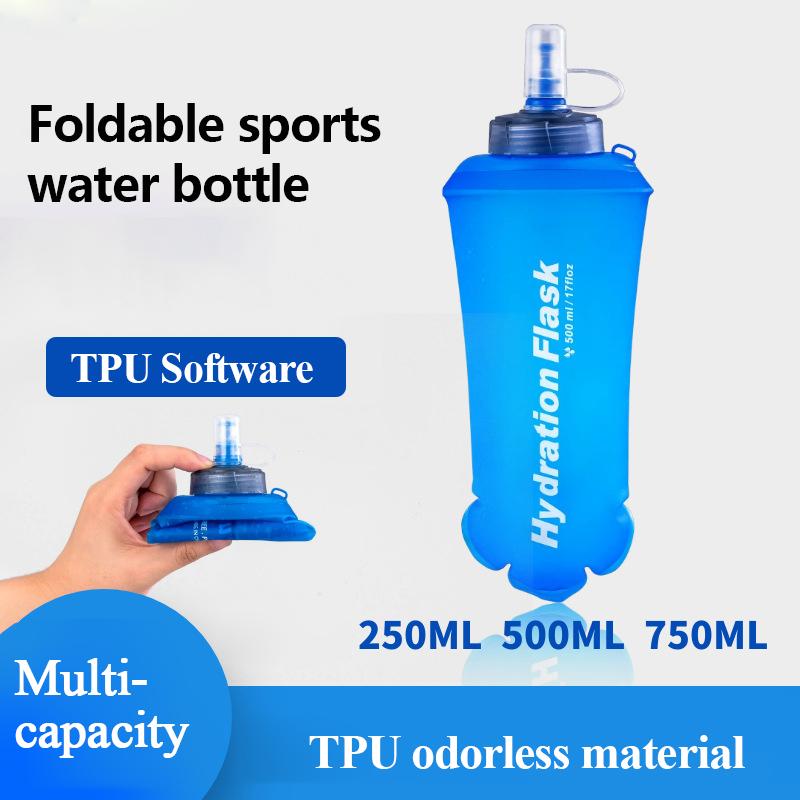 250ml 500ml 750ml TPU Soft Flask Water Bottle Ultralight Folding Collapsible Water Bottle Running Hydration Pack Waist Bag Vest