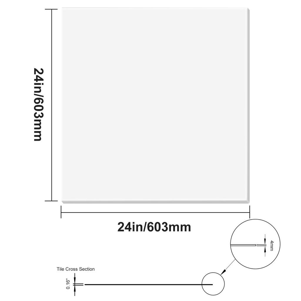 Ceiling Tiles 12-Pack 24 x 24 in PVC Foam Fire-Rated Smooth White