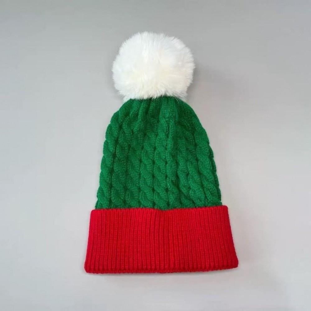 Warm Santa Beanie Hat Green Red Striped Hat Gift Christmas Knitted Hat  Adult