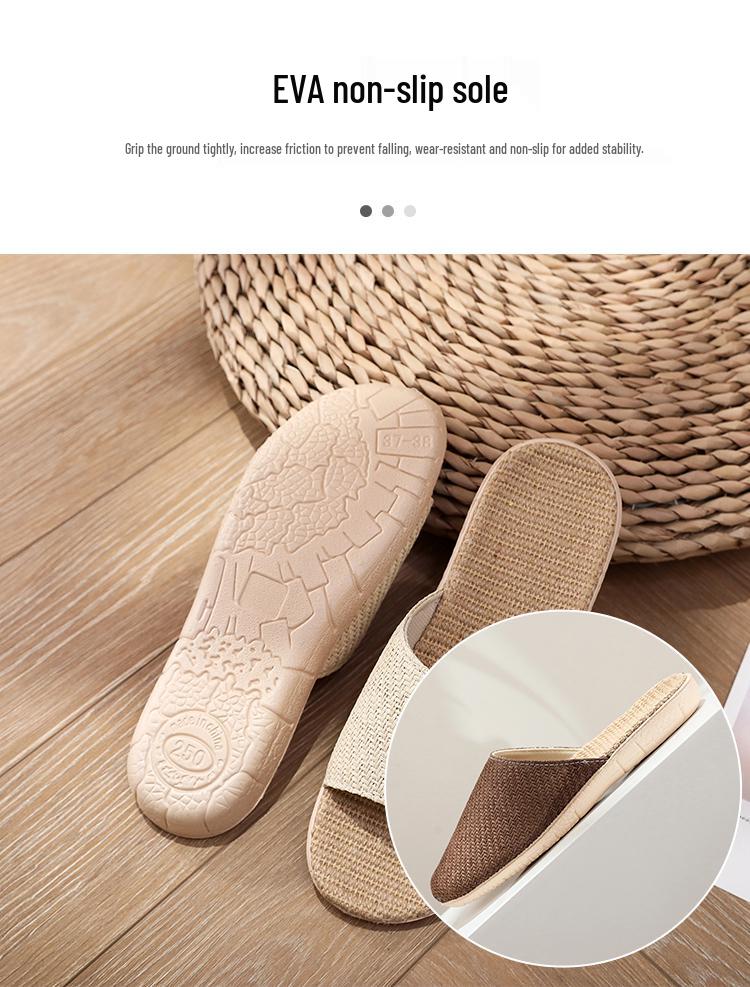 Four Seasons Unisex Breathable Linen Slippers - Sweat-Absorbent, Odorless, Silent On Wood Floors