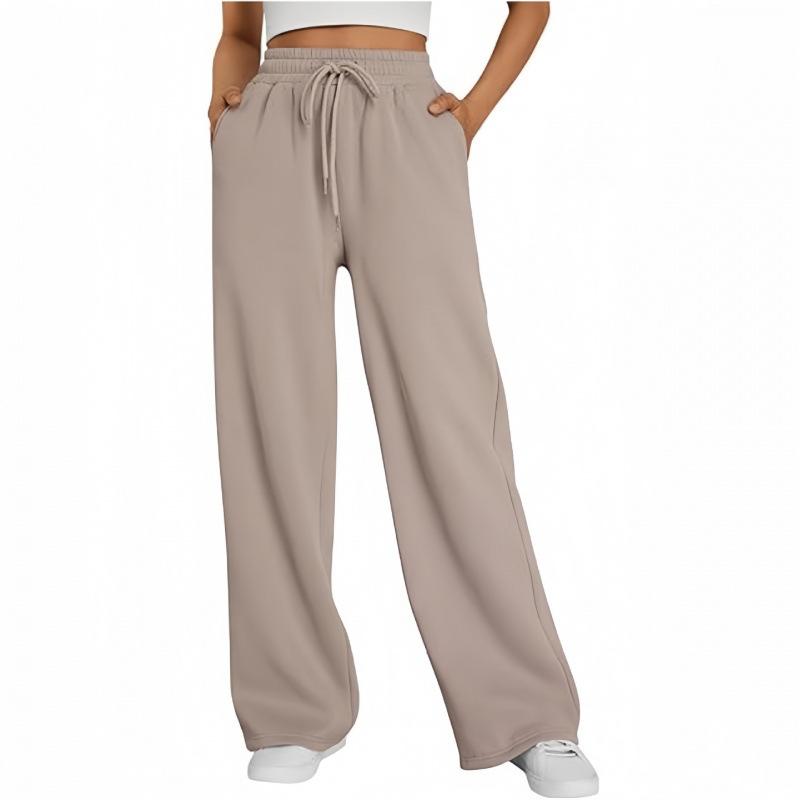 Women's Spring Wide-leg Sports Pants, with Pockets, Casual Drawstring Pants, Suitable for Pairing with Casual Wear