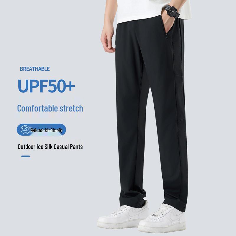 

Unisex Ice Silk Sun Protection Quick-Dry Slim Wide-Leg Summer Pants 4XL