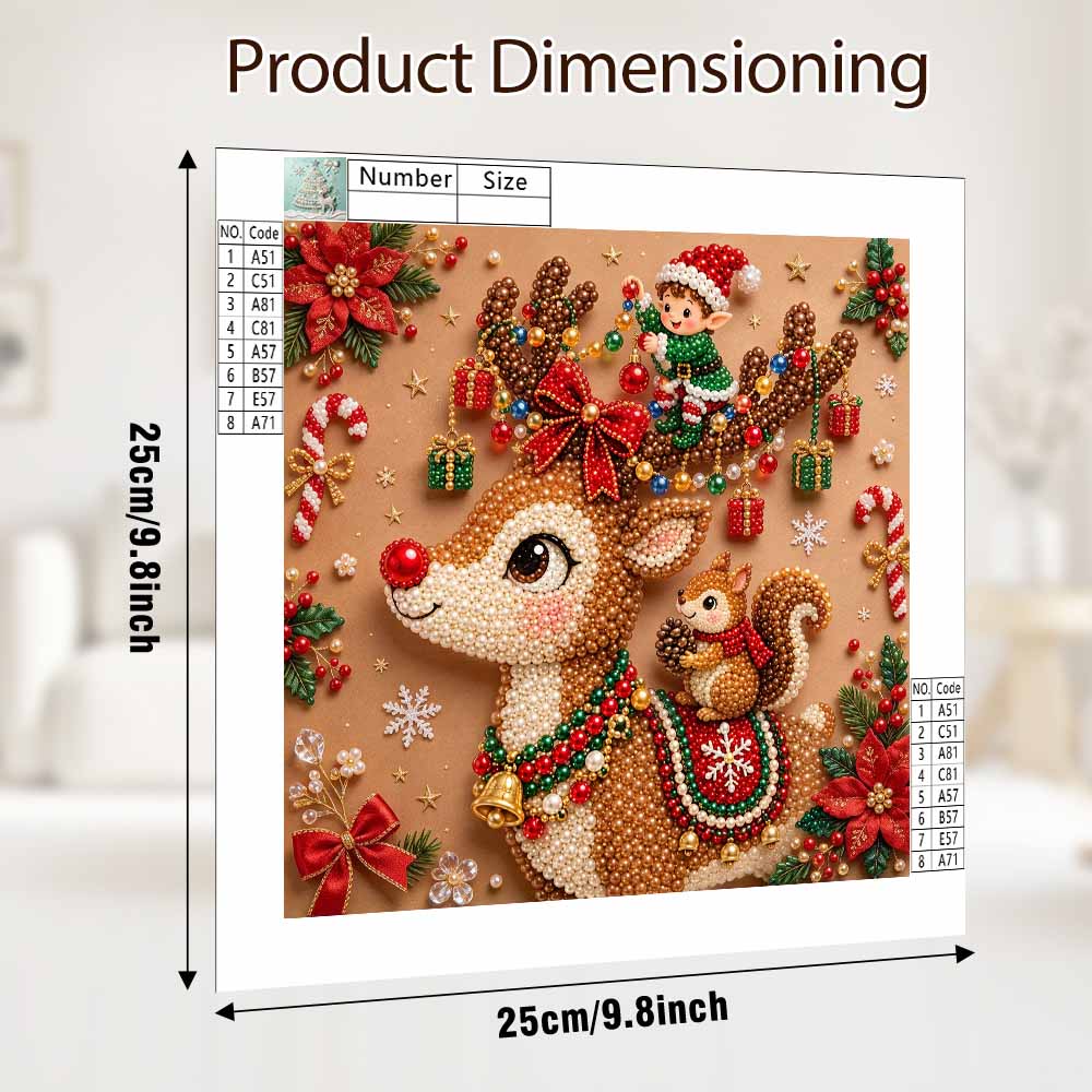 5D DIY Pearl Painting Set Pearl Art Embroidery Christmas Reindeer Animal Cute Elf Squirrel Home Decoration Gift