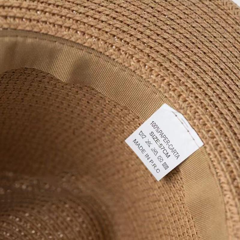Sombrero de Paja Verano Hombres Mujeres Ala Ancha Playa Protección UV Fedora Sombrero de Sol