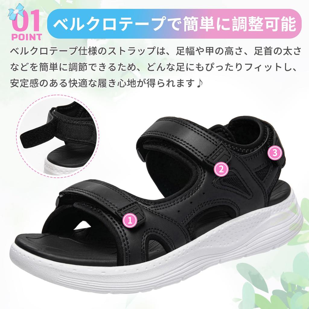 MERPHINE Büro Strick Mesh und Sportsandalen mit Dick Bequem für Schwarz und Größe Damen Sandalen, Sohlen, Gehen, Atmungsaktiv, Leicht,