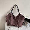 Vintage Large Capacity Tote Bag Retro Vegan Shoulder Bag Women's Casual Handbag For Commute Handbag Suede Leather Bag
