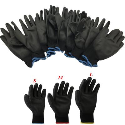 1/6 Pairs Safety Nylon Black Polyurethane Work Gloves Coated Labor Protection