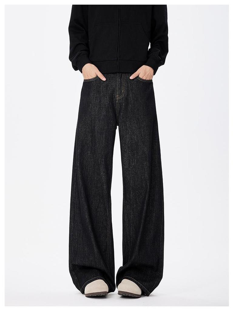 Men's American Retro Wide-Leg Jeans - Trendy, Loose-Fit, Straight Casual Trousers