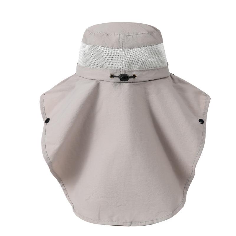 Summer Outdoor Waterproof Breathable Fishing Hat Sun Hat Sunscreen Face Mask Removable Mask Big Eaves Neck Bucket Hat