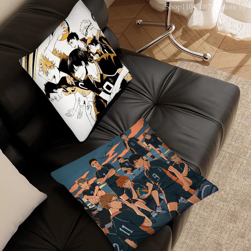Haikyuue Hot Blooded Anime Pillow Case Square Pillow Bedroom Sofa Leisure Comfort Cushion Car Living Room Home Decoration 40X40