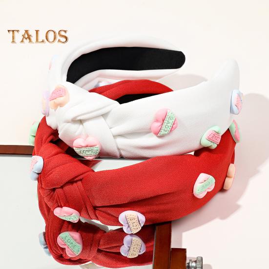 

Лента для волос с подвеской в ​​форме сердца, эластичная противоскользящая широкая лента для украшения волос, мягкая ткань, легкий женский обруч для волос розовый