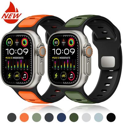 Pasek silikonowy do Apple Watch Ultra 2 49 mm seria 10 9 8 7 42 mm 46 mm 40 mm oddychająca dwukolorowa bransoletka iWatch 6 5 4 SE 38 mm 45 mm 44 mm pasek