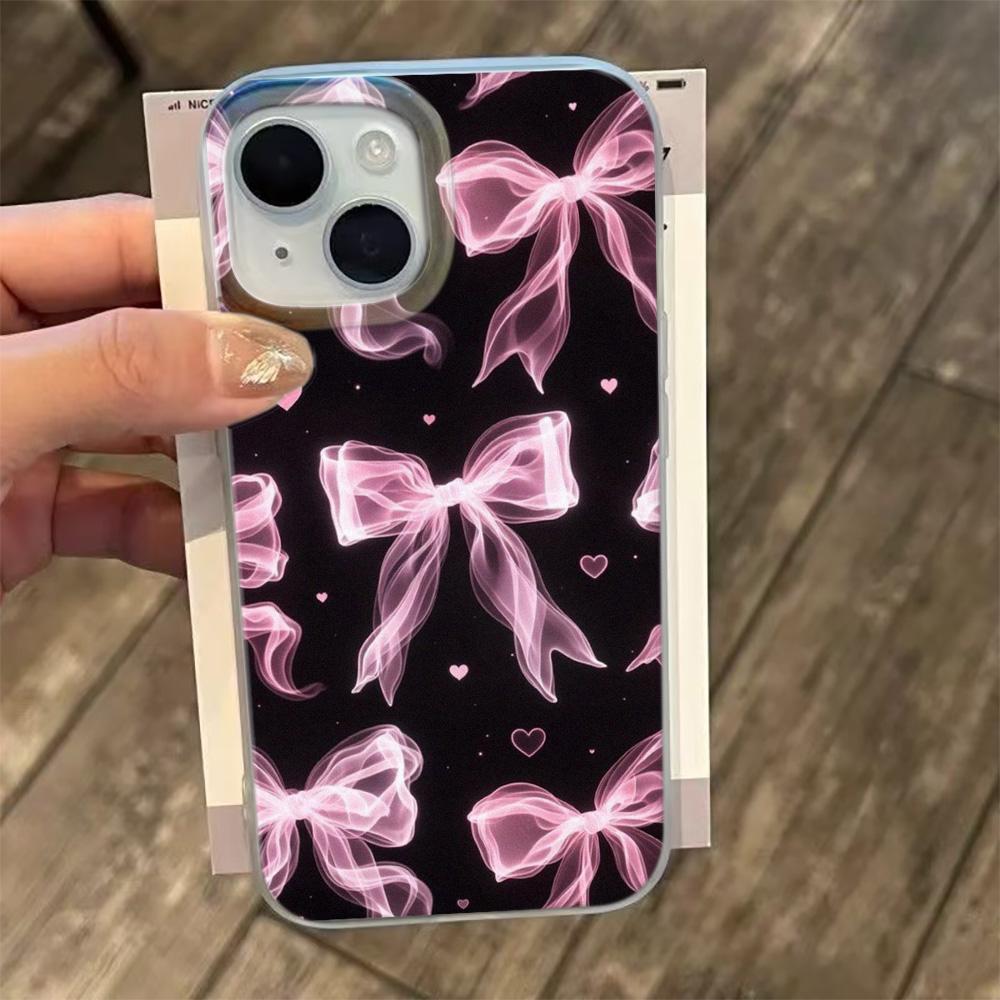 Pink love bow Phone Case For iPhone 17 17Air 16 15 14 13 12 11 Pro Max 14 15 16 Plus Matte Shockproof Soft Cover Funda