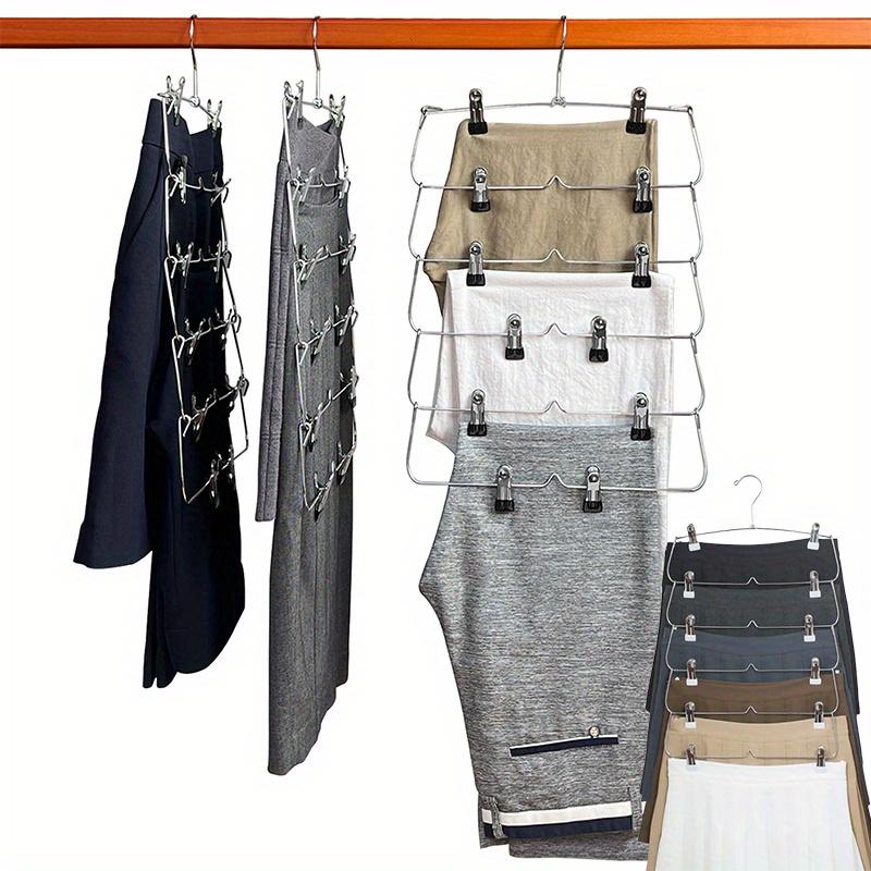 Skirt Hanges Space Saving, Pants Hangers with Clips 6 Tier,Closet Organizers and Storager,Clothes Hanger Space Saver