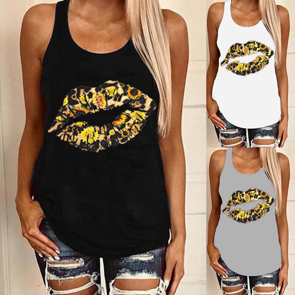 

Women Sunflower Printing Sleeveless Shirt Casual Tank Tunic Tops Blouse