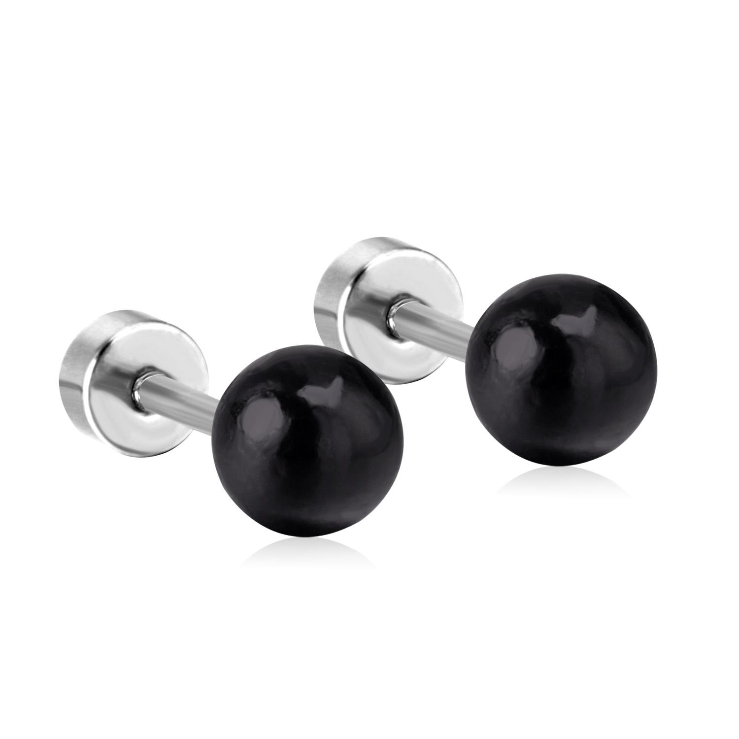 

Classic Black Imitation Pearl Sstud Earrings 4-8MM Screw Back Stainless Steel Earrings Fashionable Jewelry for Men and Women 8mm