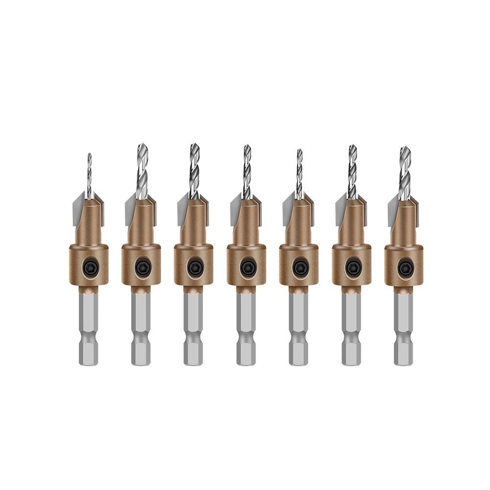 7pcs/set 8/10mm Alloy Countersink Drill Bit Cone Hole Drill For Screw Installation Woodworking Tools Parts Accessories