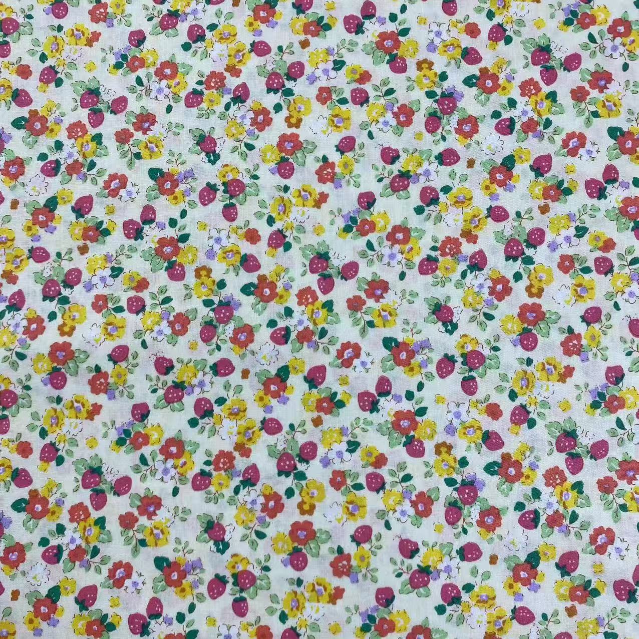 100% Cotton Poplin Printed Fabric Width 150 cm Small Strawberry Design for Children s Clothing & Women s Dresses