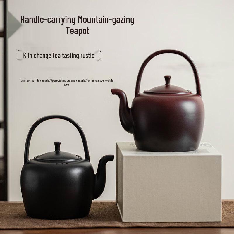 Traditional Ceramic Teapot Kettle with Overhead Handle