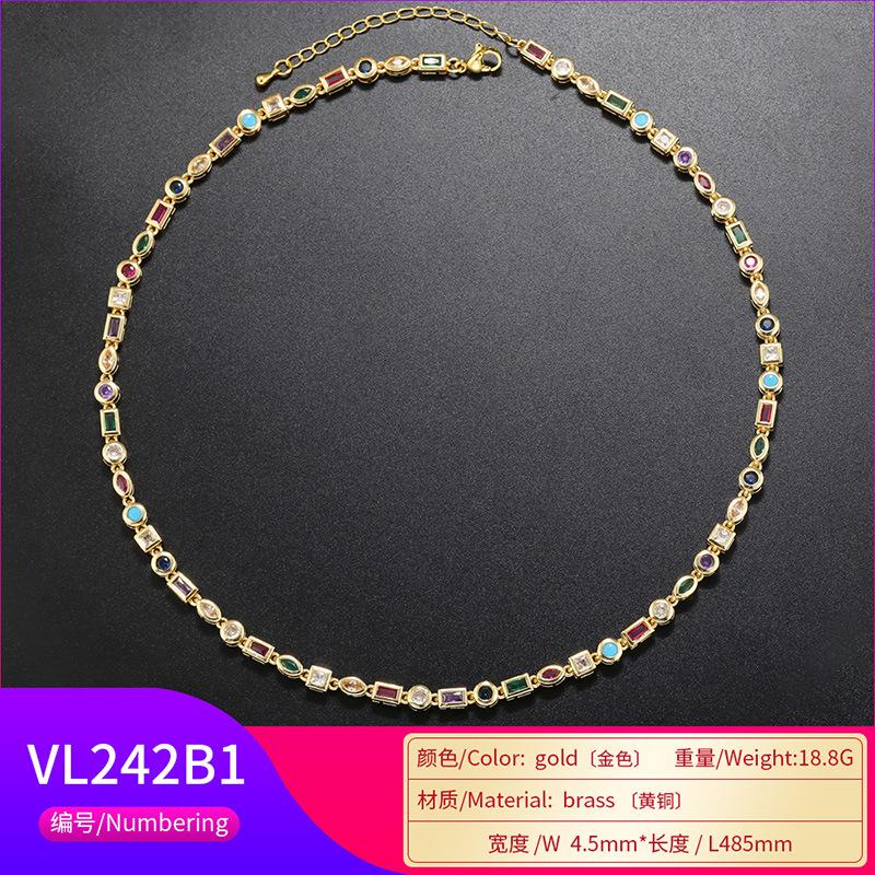 Wind Colored Diamond Bracelet Necklace Female, Simple Set Colored Diamond Irregular Geometric Bracelet Necklace Vl242