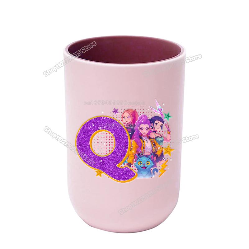 KPop Dämonenjäger Buchstabe A-Z Kinder Zahnbürstenbecher Rumi Mira Zoey Mädchen Mundspülbecher Trinkbecher Badezimmer Zahnbürstenhalter