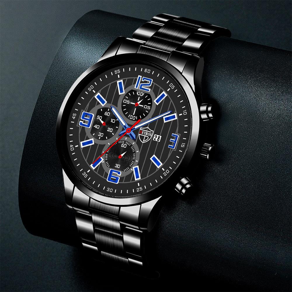 

Мужские модные спортивные часы для мужчин, деловые кварцевые наручные часы из нержавеющей стали с календарем, мужские повседневные кожаные светящиеся часы